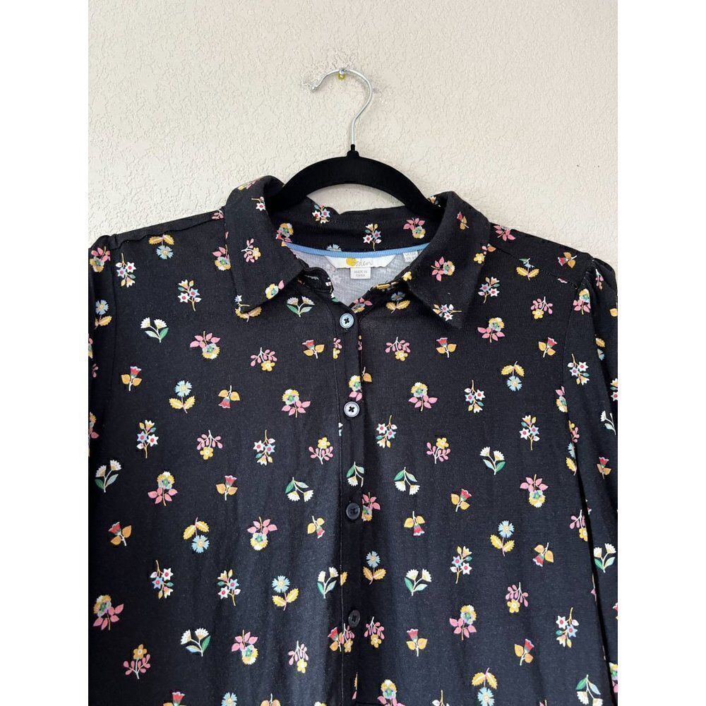 Boden Long Sleeve Black Floral Dress, Size 8R - Picture 5 of 6